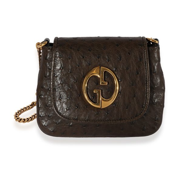 Gucci Brown Ostrich Small 1973 Chain Bag - Picture 1 of 8